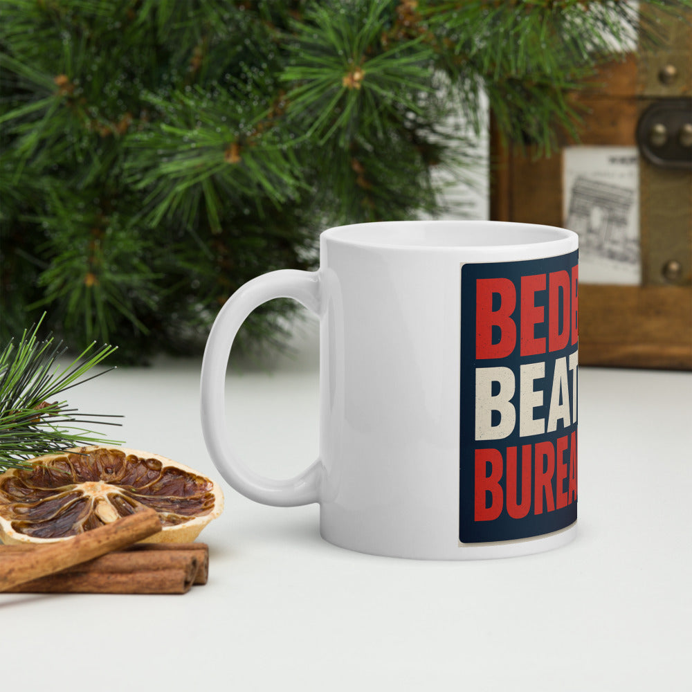 "Bedbugs Beat The Bureaucrats" Mug — political satire mug mockup — view 8