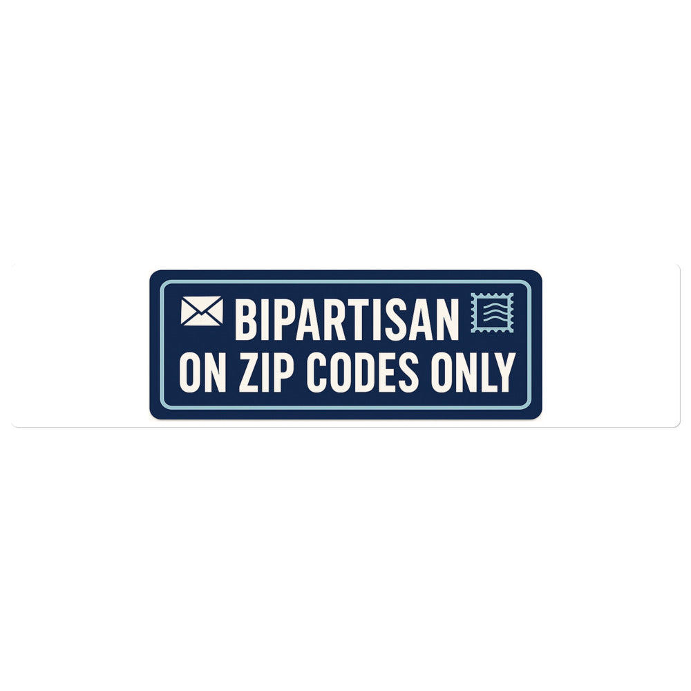Bipartisan On Zip Codes Only Bumper Sticker
