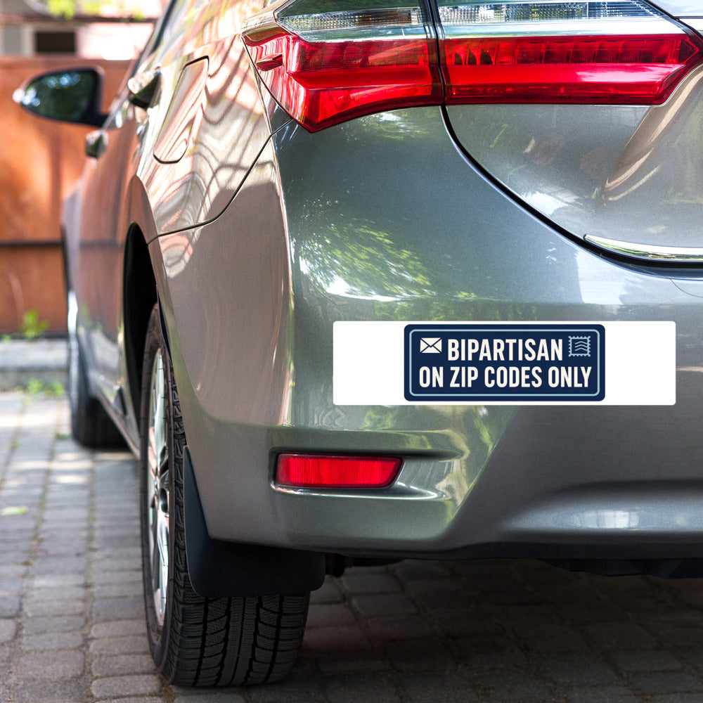 Bipartisan On Zip Codes Only Bumper Sticker