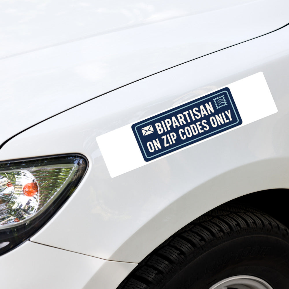 Bipartisan On Zip Codes Only Bumper Sticker