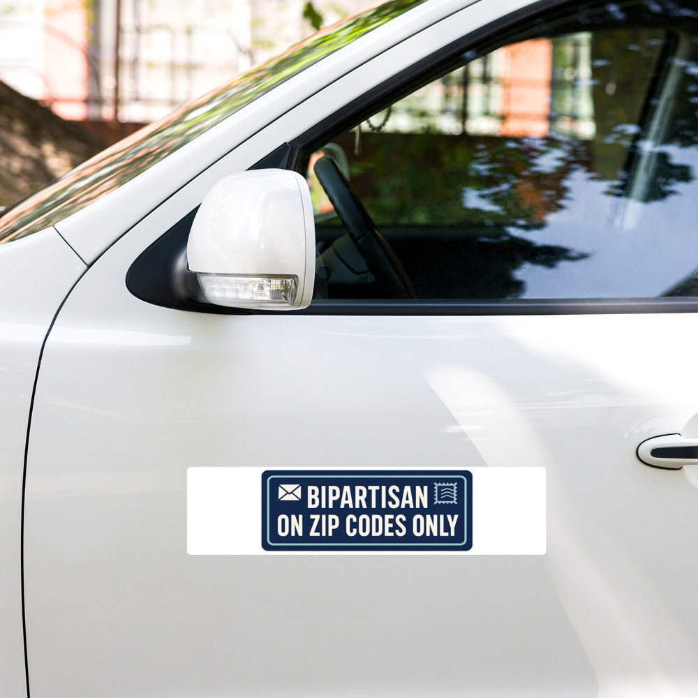 Bipartisan On Zip Codes Only Bumper Sticker