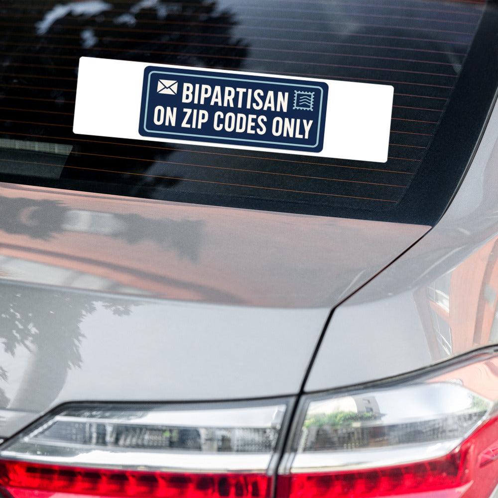 Bipartisan On Zip Codes Only Bumper Sticker