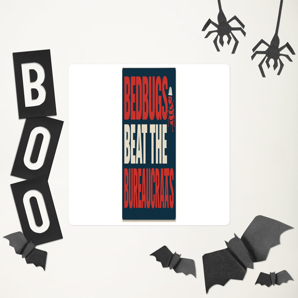 "Bedbugs Beat The Bureaucrats" Bumper Sticker — political satire sticker mockup — view 6