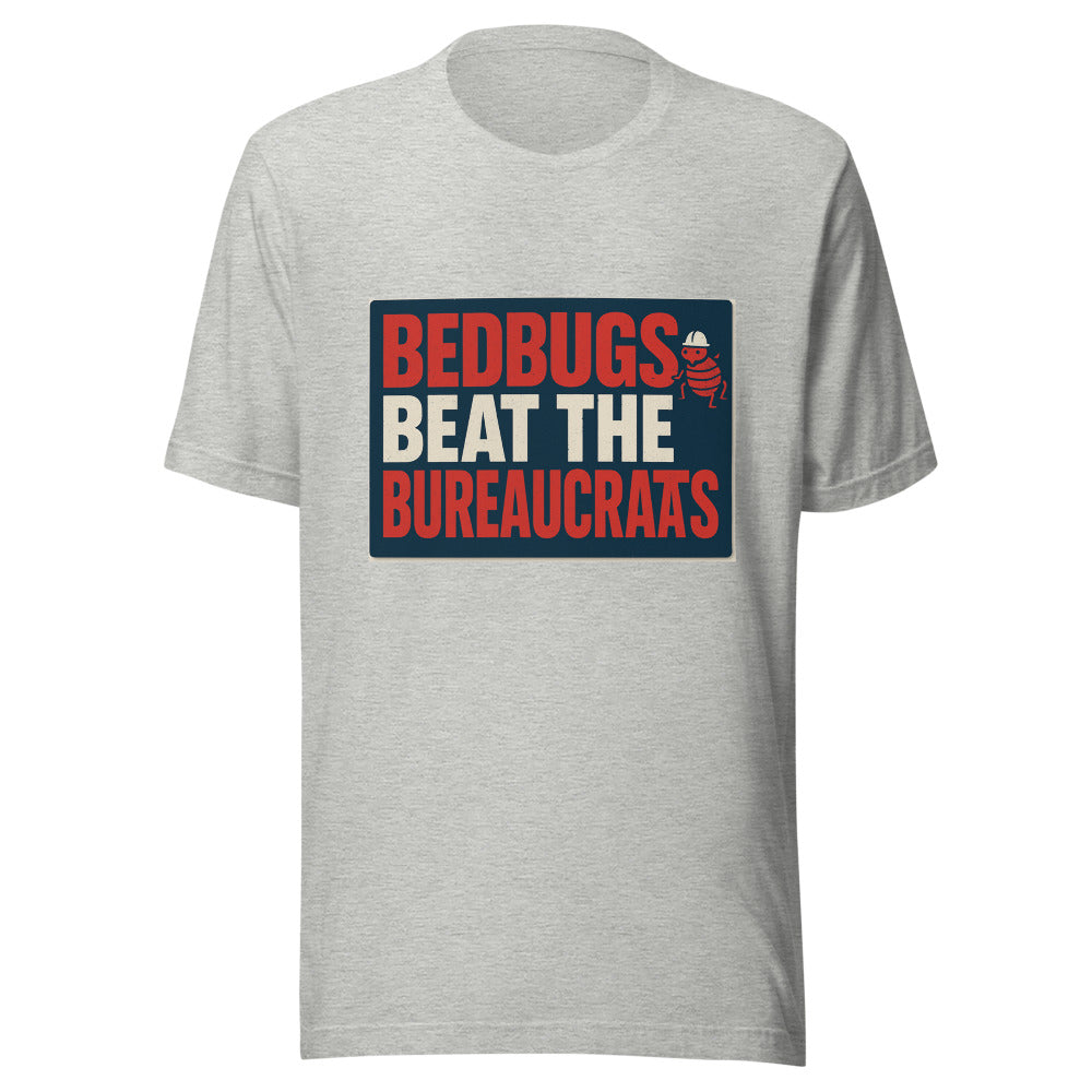 "Bedbugs Beat The Bureaucrats" Tee — political satire tee mockup — view 7