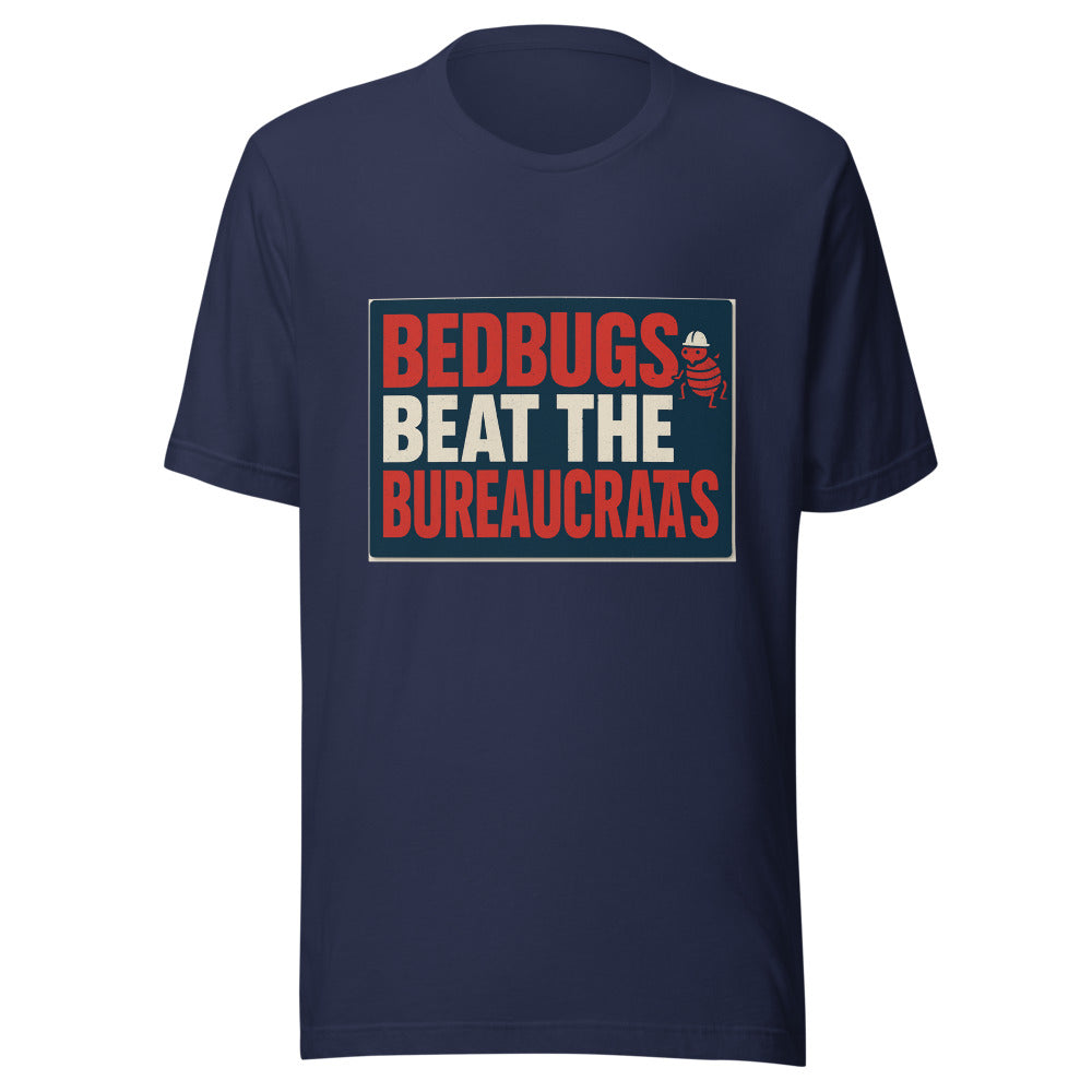 "Bedbugs Beat The Bureaucrats" Tee — political satire tee mockup — view 5