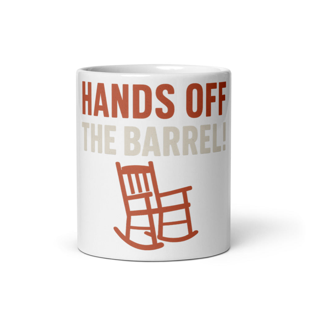 Hands Off The Barrel! Mug — political satire mug mockup — view 3