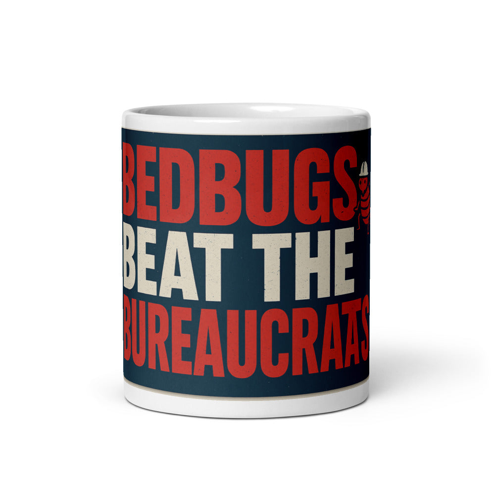 "Bedbugs Beat The Bureaucrats" Mug — political satire mug mockup — view 3