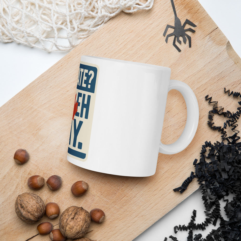 "51st State? No Eh Way." Mug — political satire mug mockup — view 7