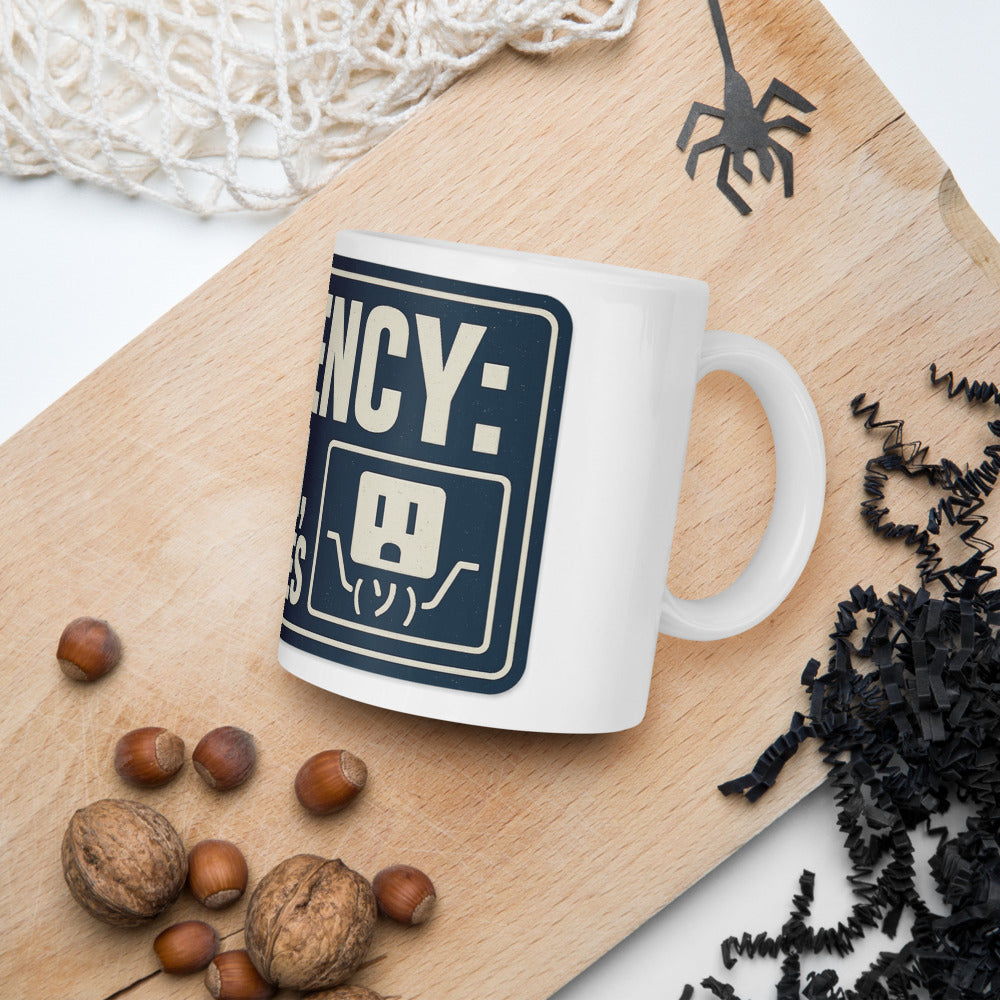 "Efficiency: No Wifi, Just Vibes" Mug — political satire mug mockup — view 7