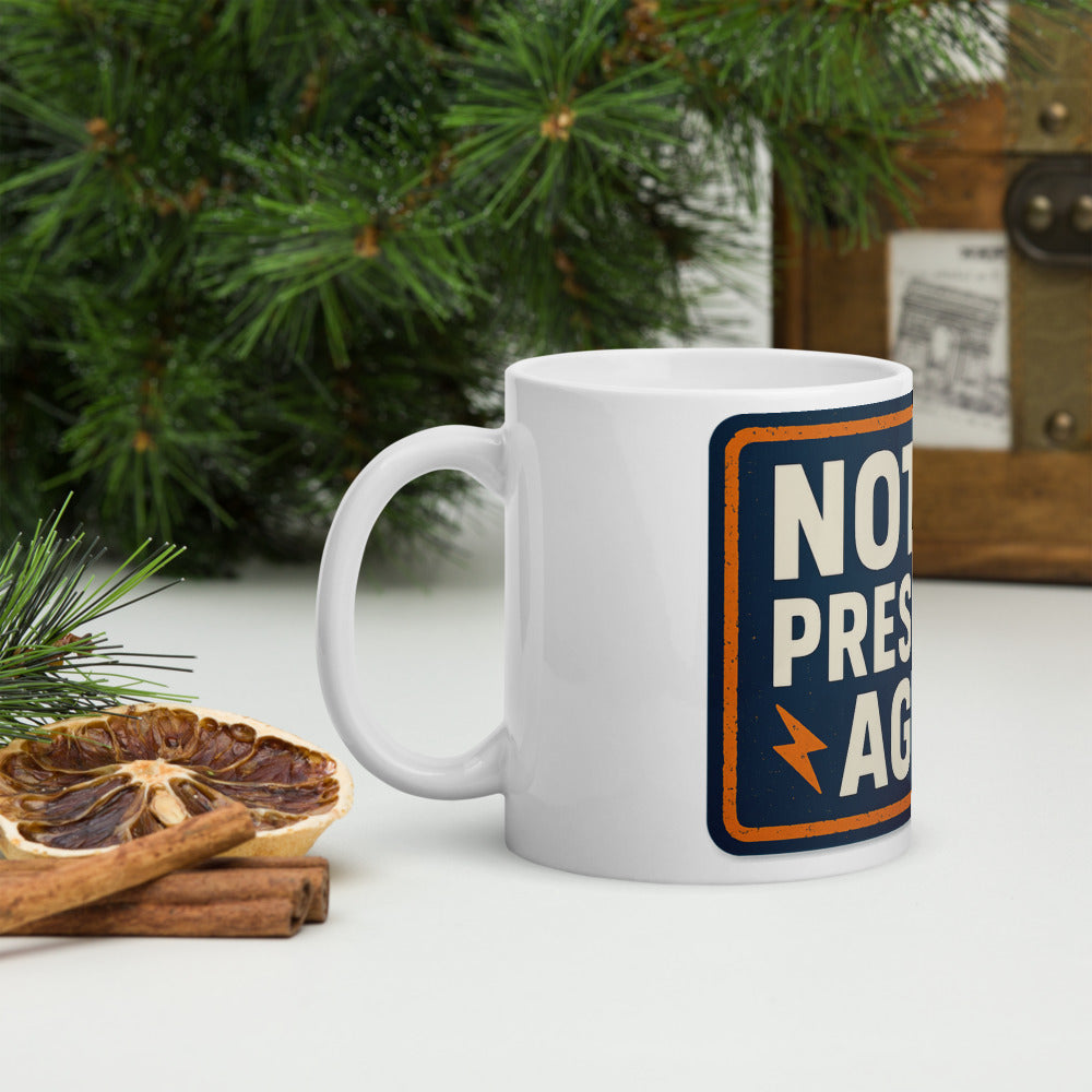 NOT MY PRESIDENT AGAIN Mug — political satire mug mockup — view 8