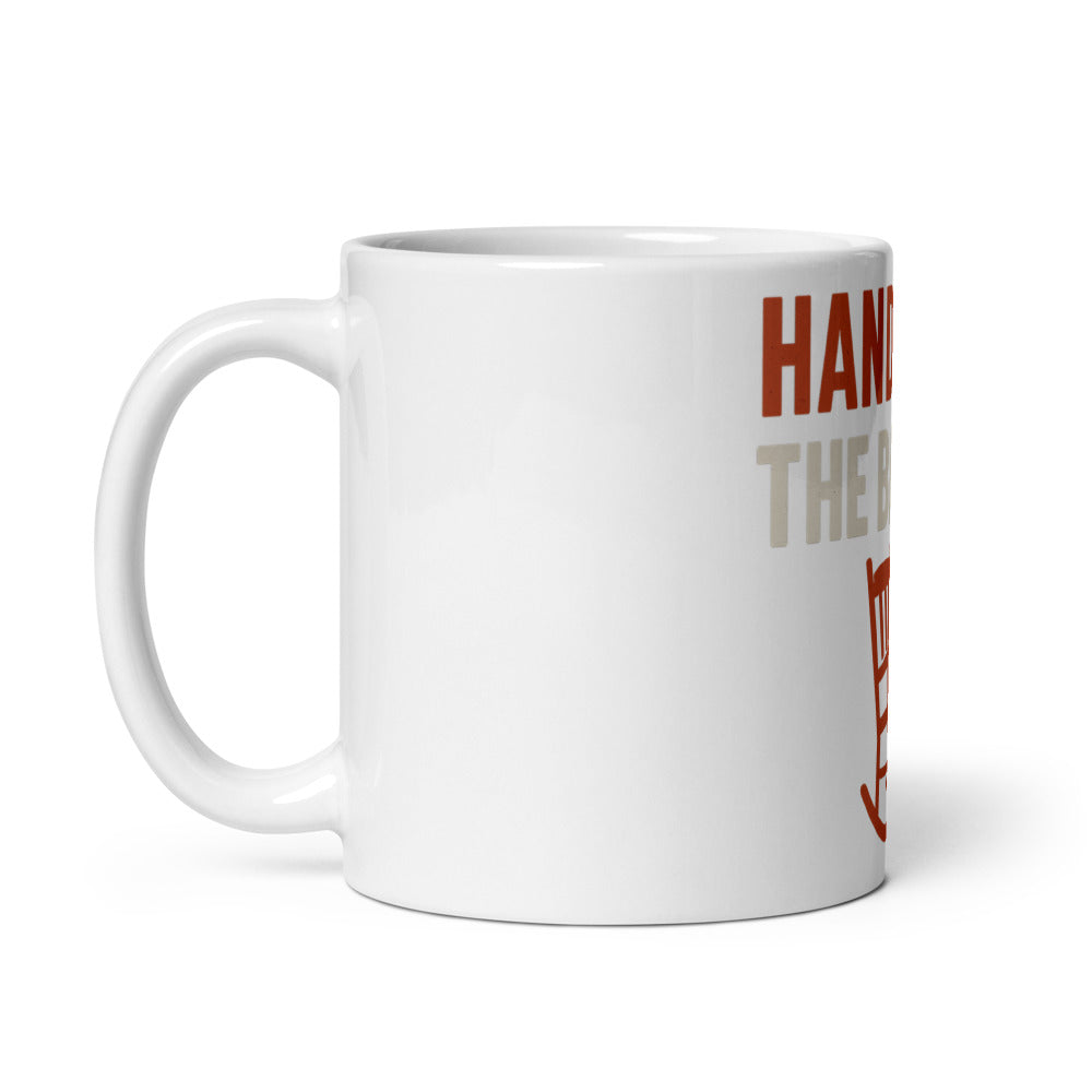 Hands Off The Barrel! Mug — political satire mug mockup — view 2