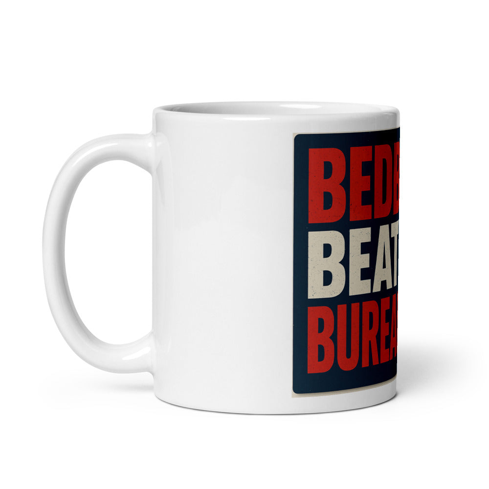 "Bedbugs Beat The Bureaucrats" Mug — political satire mug mockup — view 2