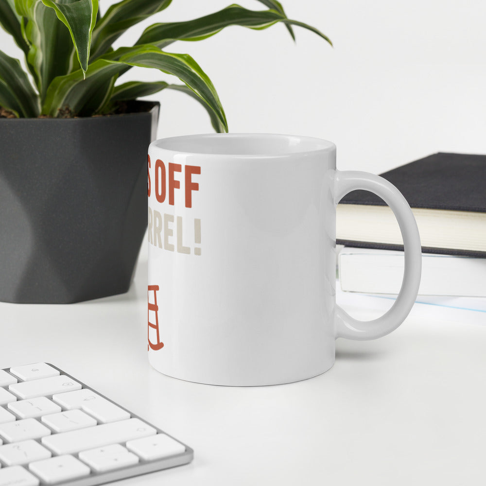 Hands Off The Barrel! Mug — political satire mug mockup — view 6