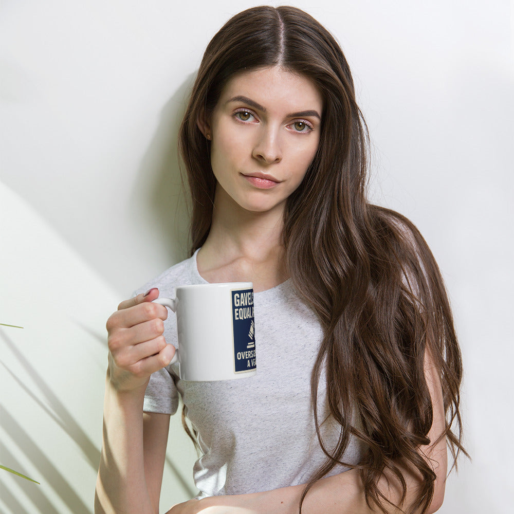 "Gavels Don't Equal Answers" Mug — political satire mug mockup — view 4
